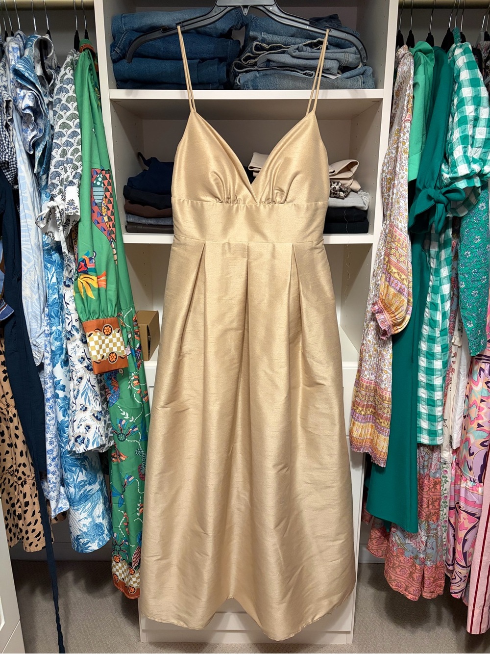 Elegant Gold Silk Evening Dress